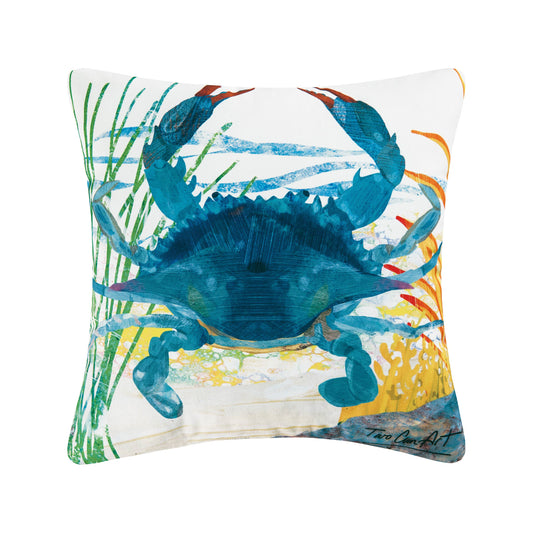 Coastal Blue Crab Indoor/Outdoor Throw Pillow