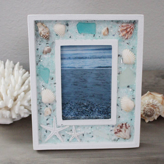 Sea Glass and Shells 4x6 Picture Frame