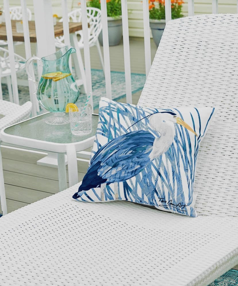 Blue Heron Pillow Indoor/Outdoor