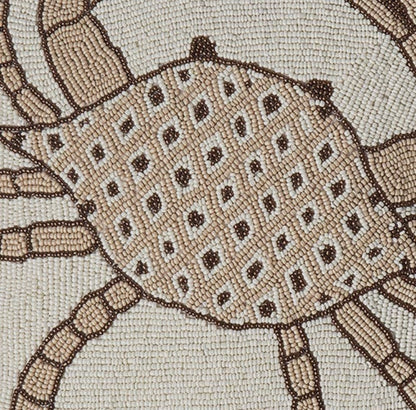 Natural Crab Hand Beaded Pillow