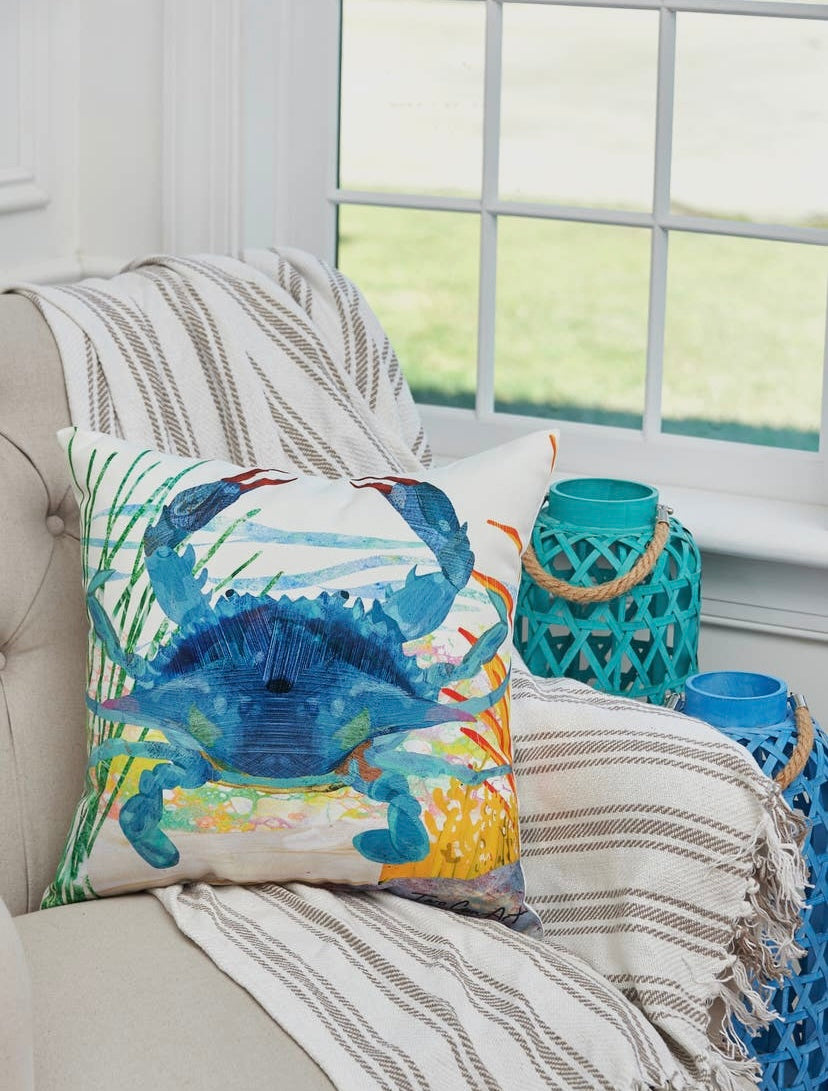 Blue Crab Pillow Indoor/Outdoor