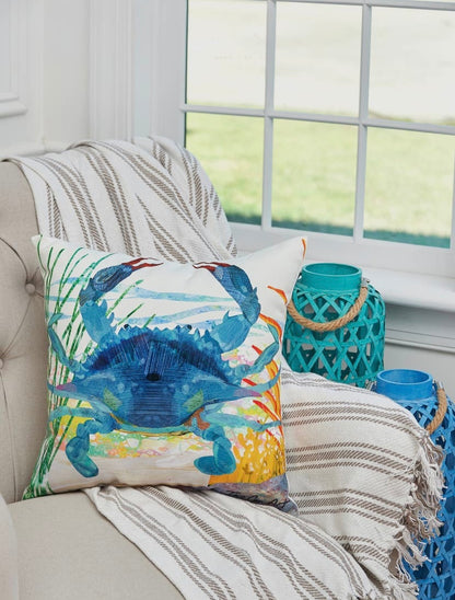Blue Crab Pillow Indoor/Outdoor