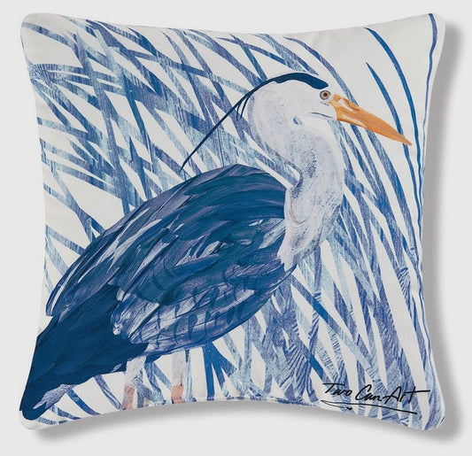 Blue Heron Pillow Indoor/Outdoor