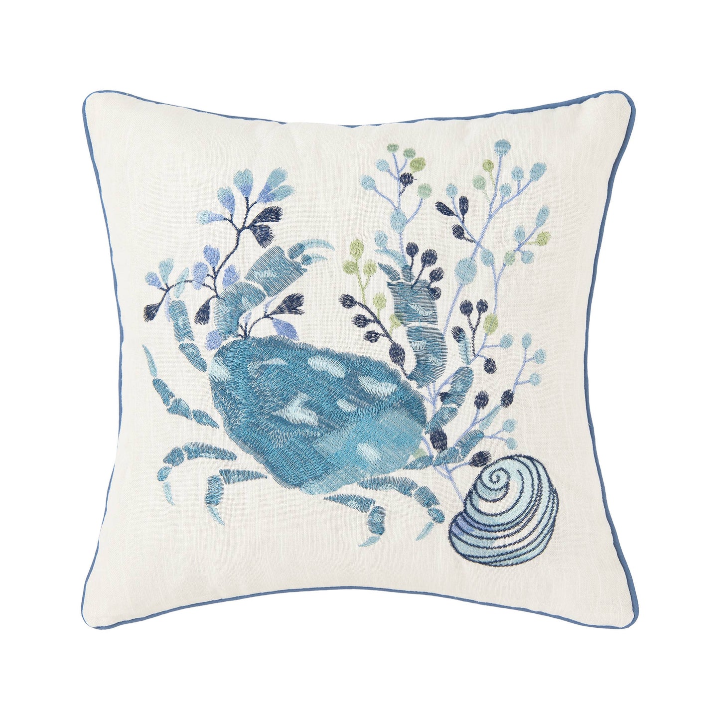 Crab Crescent Bay Embroidered Throw Pillow