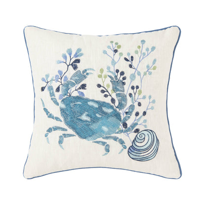 Crab Crescent Bay Embroidered Throw Pillow