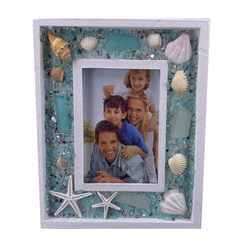 Sea Glass and Shells 4x6 Picture Frame